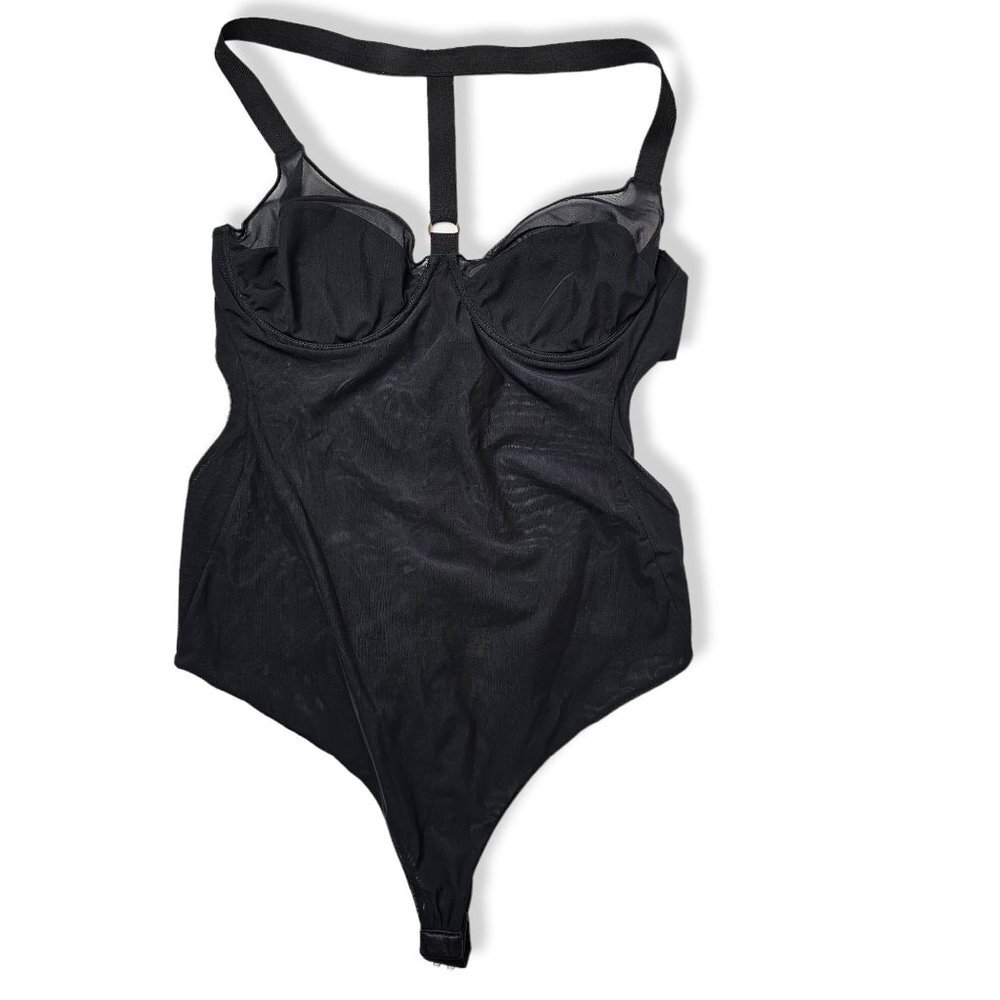 ❤️Noe Undergarments Size Small Black Silk Mesh Underwire Bodysuit